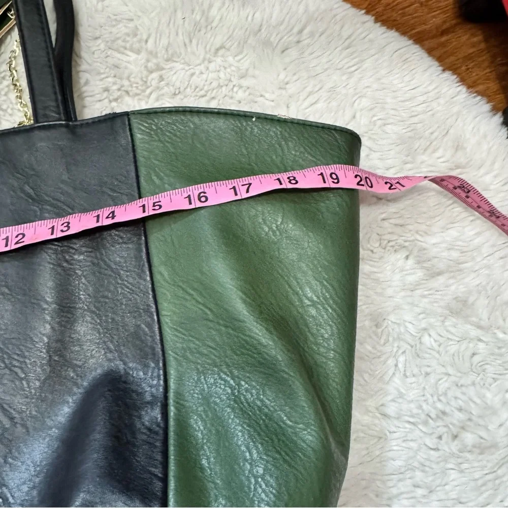 Big Buddha, black and green faux leather large tote bag with tassels - Picture 9 of 10